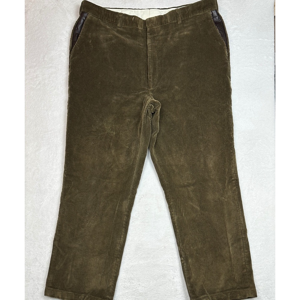 VTG Orvis Mens Corduroy Pants Brown Leather Trim Classic Fit Made in USA Size 40